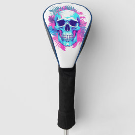 Bloemen schedel in vaporwave stijl golfheadcover