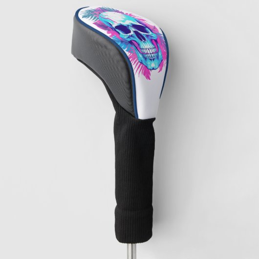Bloemen schedel in vaporwave stijl golfheadcover (Schuin)