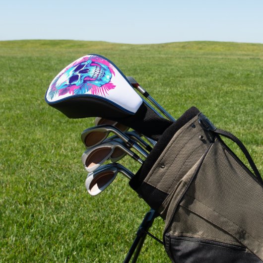 Bloemen schedel in vaporwave stijl golfheadcover (Insitu)