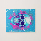 Bloemen schedel in vaporwave stijl legpuzzel (Horizontaal)