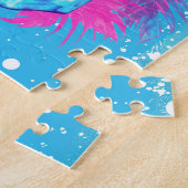 Bloemen schedel in vaporwave stijl legpuzzel (Zijkant)