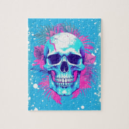 Bloemen schedel in vaporwave stijl legpuzzel