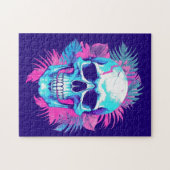 Bloemen schedel in vaporwave stijl legpuzzel (Horizontaal)