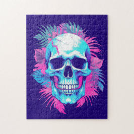Bloemen schedel in vaporwave stijl legpuzzel