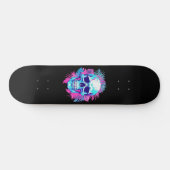 Bloemen schedel in vaporwave stijl persoonlijk skateboard (Horizontaal)
