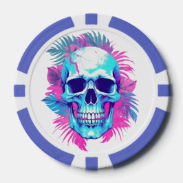 Bloemen schedel in vaporwave stijl poker chips
