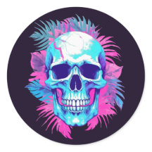 Bloemen schedel in vaporwave stijl