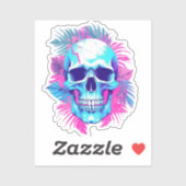 Bloemen schedel in vaporwave stijl sticker (Vel)