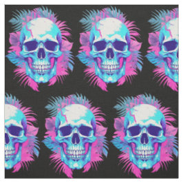 Bloemen schedel in vaporwave stijl stof