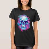 Bloemen schedel in vaporwave stijl t-shirt (Voorkant)