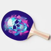 Bloemen schedel in vaporwave stijl tafeltennisbatje (Zijkant)