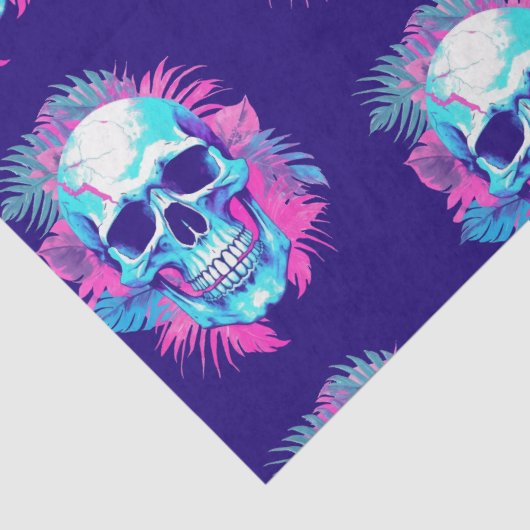 Bloemen schedel in vaporwave stijl tissuepapier (Detail)