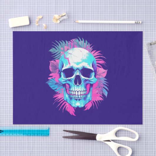 Bloemen schedel in vaporwave stijl tissuepapier (Craft)