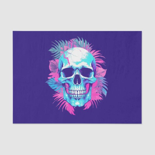 Bloemen schedel in vaporwave stijl tissuepapier (Voorkant)