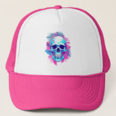 Bloemen schedel in vaporwave stijl trucker pet (Voorkant)