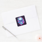 Bloemen schedel in vaporwave stijl vierkante sticker (Envelop)