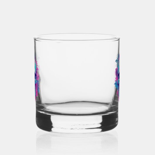 Bloemen schedel in vaporwave stijl whisky glas (Rechts)