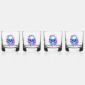 Bloemen schedel in vaporwave stijl whisky glas (Achterkant)