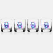 Bloemen schedel in vaporwave stijl whisky glas (Voorkant)