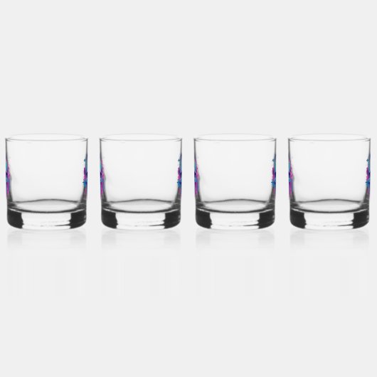Bloemen schedel in vaporwave stijl whisky glas (Links)