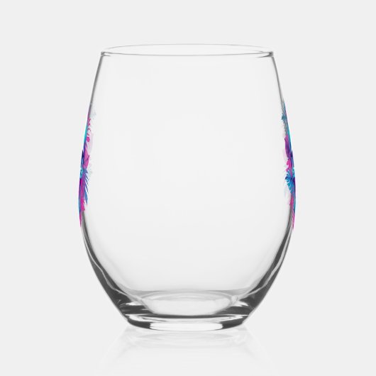 Bloemen schedel in vaporwave stijl wijnglas zonder voet (Links)