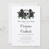Bloemen Schedel Kostuums & Cocktail Halloween Kaart (Voorkant)