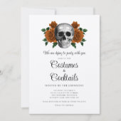 Bloemen Schedel Kostuums & Cocktail Halloween Kaart (Voorkant)