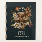 Bloemen Schedel Moth Gepersonaliseerde naam Gothi Planner (Voorkant)