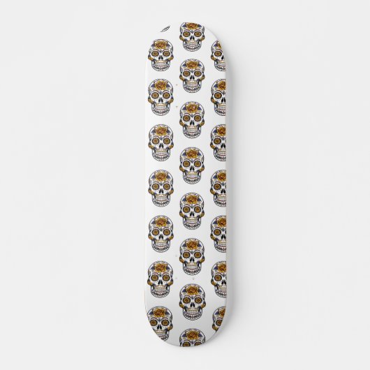 Bloemen Schedels Patroon skateboard (Voorkant)