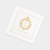  Bloemen Schild Kam Monogram Trouwgoud Folie Servetten (Links)
