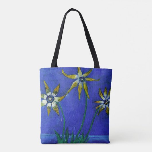 Bloemen Schilderen Aangepaste All-Over-Print Canva Tote Bag (Achterkant)