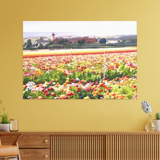 Bloemen schilderen - Bloemen velden in Carlsbad Canvas Afdruk (Insitu (Woonkamer))