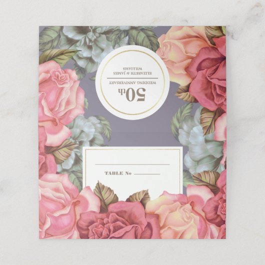 Bloemen schilderen Jubileum tafel plaats kaarten Plaatskaartje (Buitenkant ongevouwen)