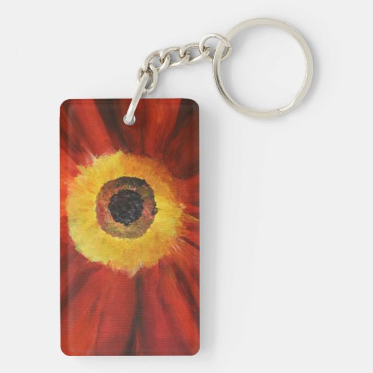 Bloemen Schilderen Rechthoek (dubbelzijdig) Sleute Sleutelhanger (achterkant)