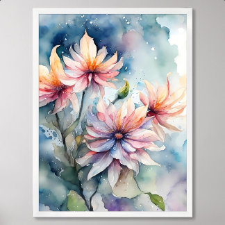 Bloemen schilderen verdriet blijft sierlijk in tra poster