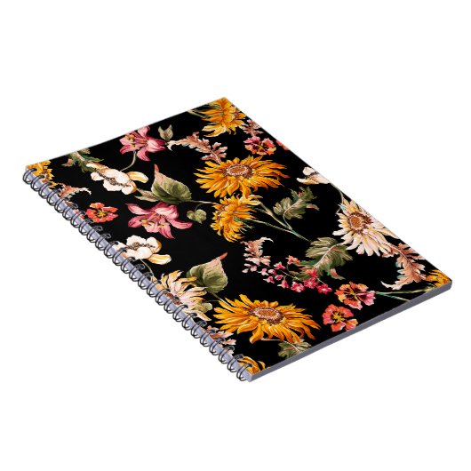 Bloemen schitterend patroon naadloos. Structuur va Notitieboek (Rechterzijde)