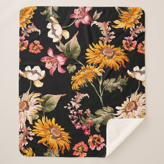 Bloemen schitterend patroon naadloos. Structuur va Sherpa Deken (Voorkant)