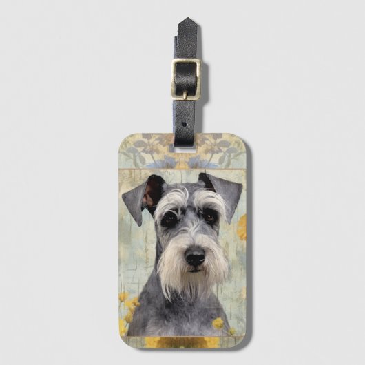  Bloemen Schnauzer Bagagelabel (Voorkant (verticaal))
