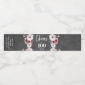 Bloemen schoolbord juicht tot 100e verjaardag waterfles etiket (Enkel label)