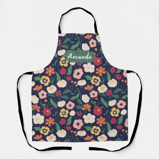 Bloemen Schort, Keuken, Bakken, Koken, Chef Schort (Voorkant)