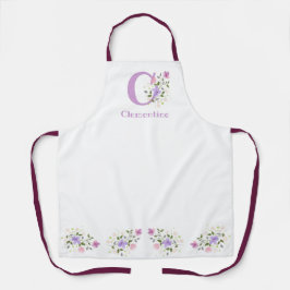Bloemen Schort met Initiaal en Naam van de drager