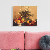 Bloemen, schotels met vruchten en karafel, 1865 canvas afdruk (Insitu (Woonkamer))