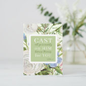 Bloemen Schrift 1 Petrus 5:7 Briefkaart (Staand voorkant)