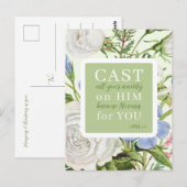 Bloemen Schrift 1 Petrus 5:7 Briefkaart (Voorkant / Achterkant)