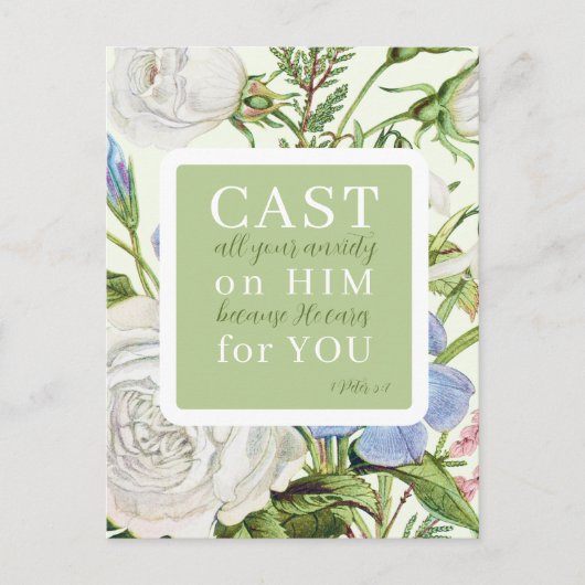Bloemen Schrift 1 Petrus 5:7 Briefkaart (Voorkant)
