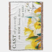 Bloemen Schrift 1 Petrus 5:7 Deken (Voorkant Verticaal)