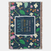 Bloemen Schrift 1 Petrus 5:7 Deken (Voorkant Verticaal)