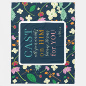 Bloemen Schrift 1 Petrus 5:7 Fleece Deken (Voorkant)