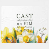 Bloemen Schrift 1 Petrus 5:7 Fleece Deken (Voorkant (Horizontaal))