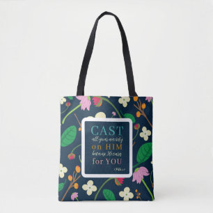 Bloemen Schrift 1 Petrus 5:7 Tote Bag